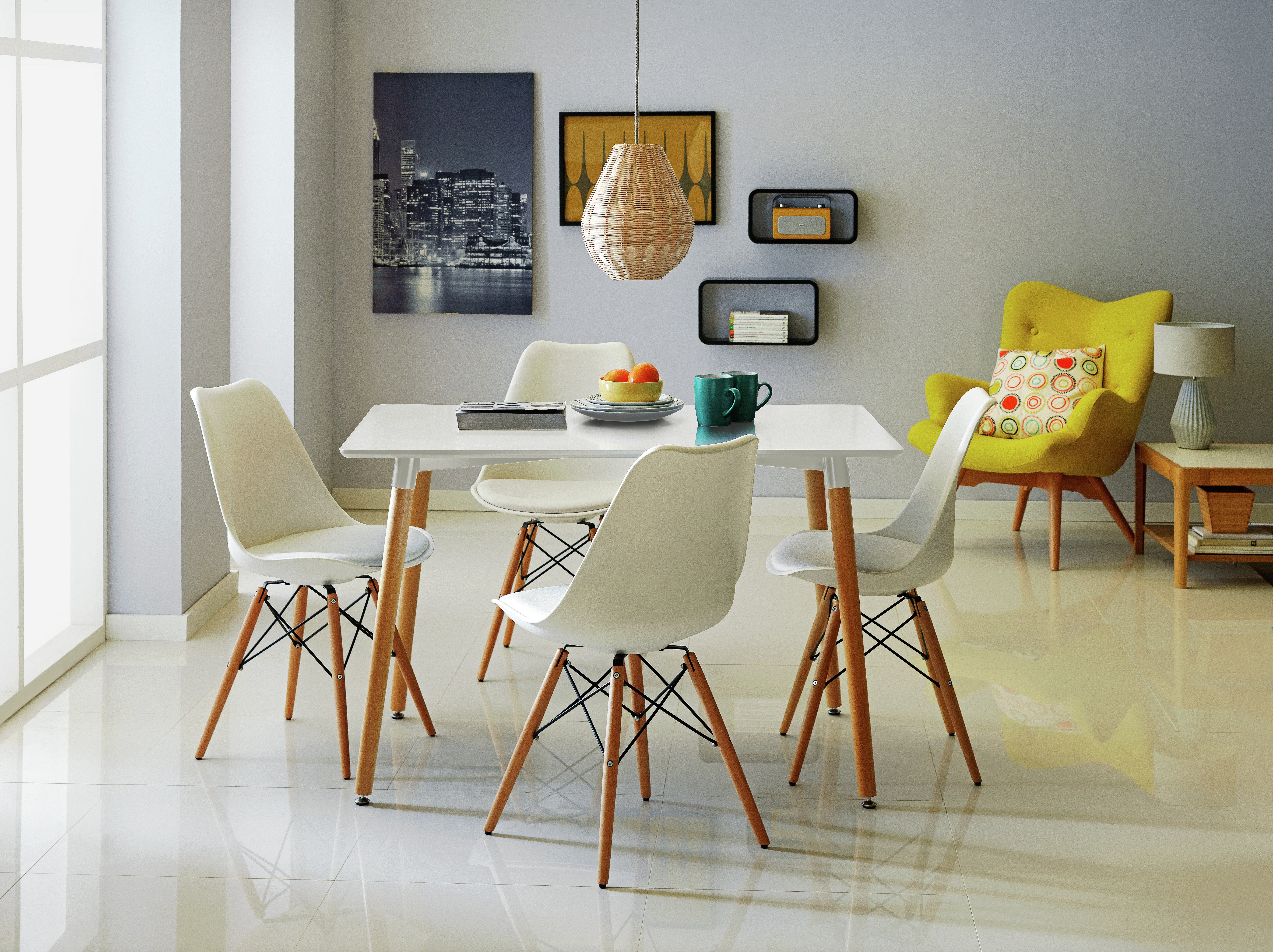Buy Hygena Charlie Solid Beech 4 Seater Dining Table White Dining