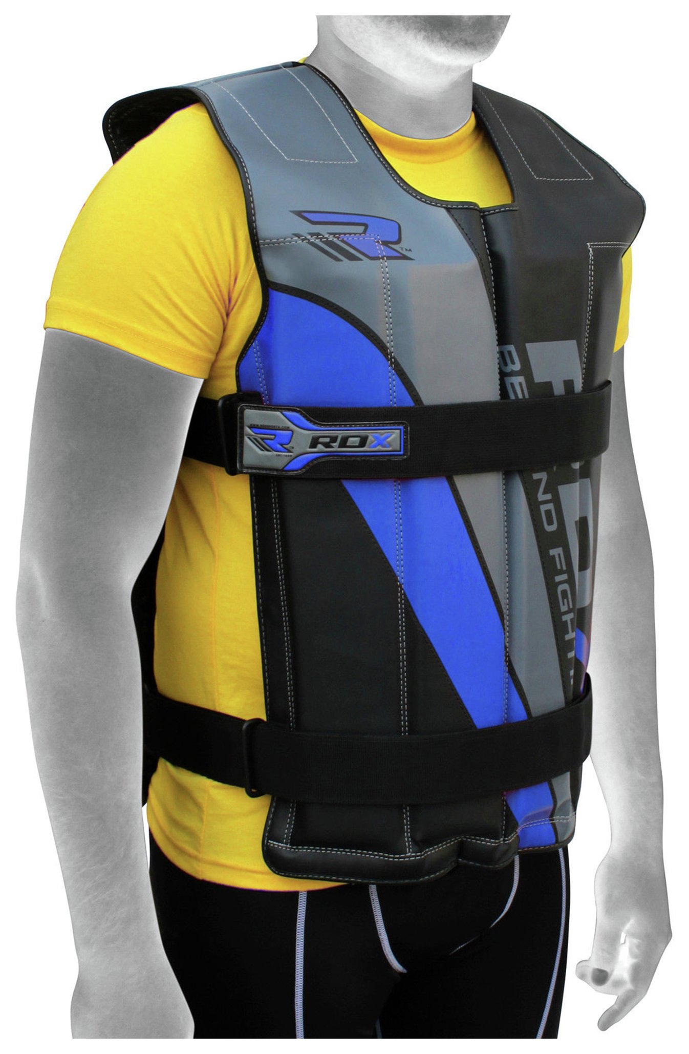 A person wearing RDX adjustable weighted vest