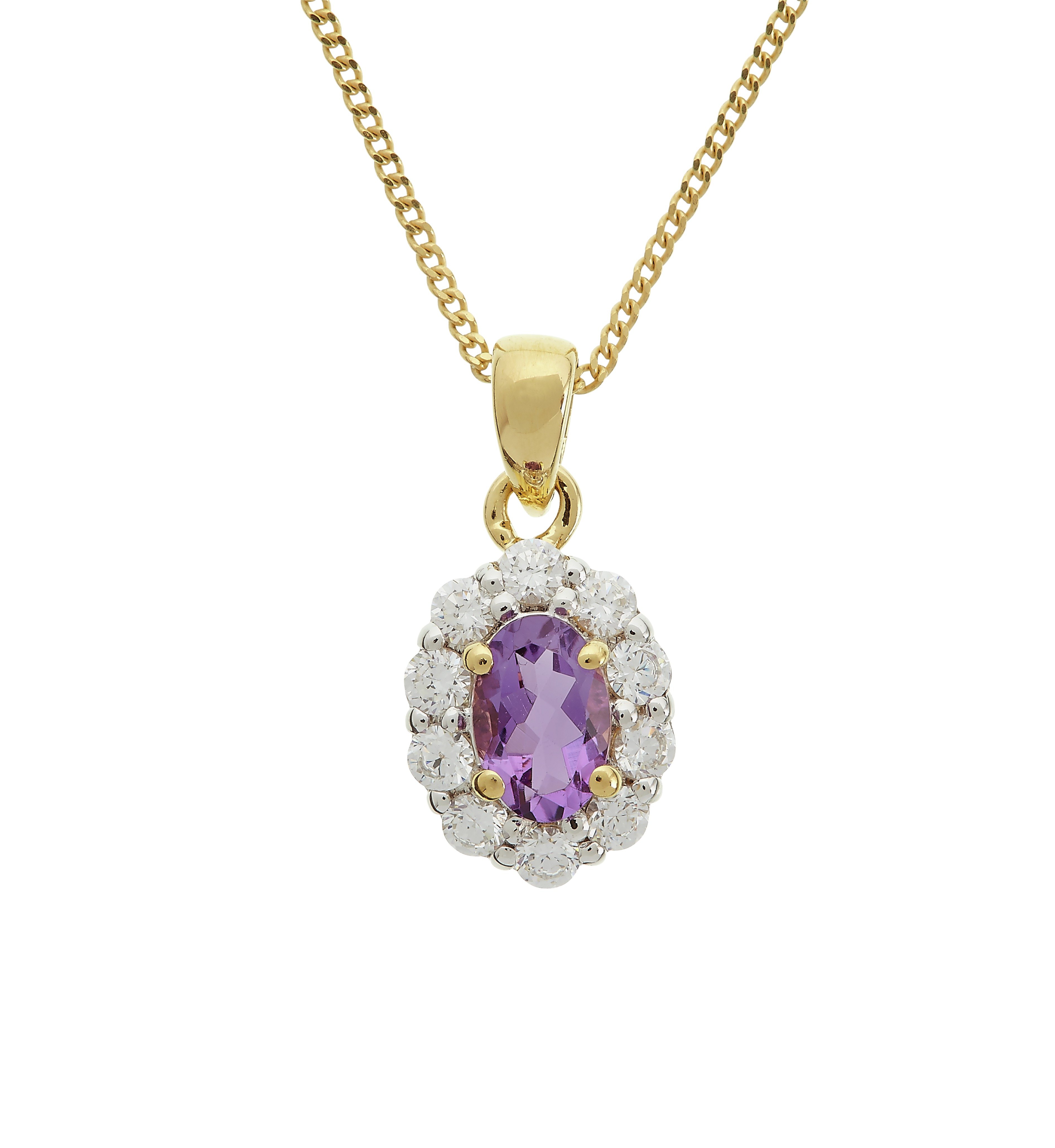 9 Carat Gold - Cubic Zirconia Amethyst Cluster Pendant. Review