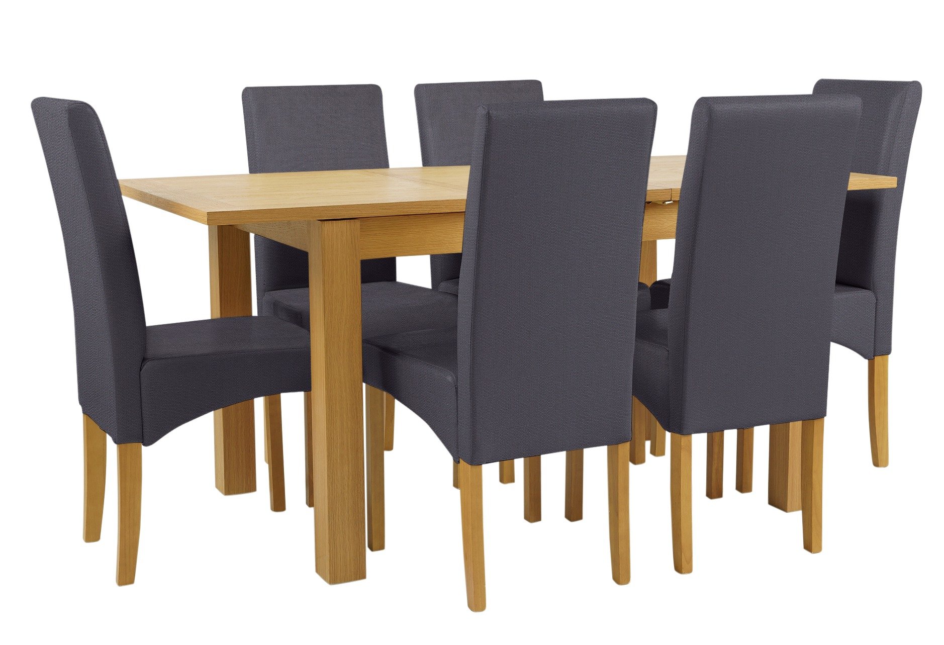 Collection Swanbourne Ext Oak Vnr Table & 6 Chairs -Charcoal Review