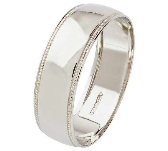 Buy 9ct White Gold 6mm D-Shape Milgrain Wedding Ring at Argos.co.uk