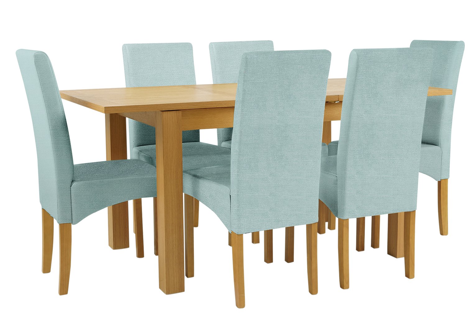 Collection Swanbourne Ext Oak Vnr Table & 6 Chairs -Duck Egg review