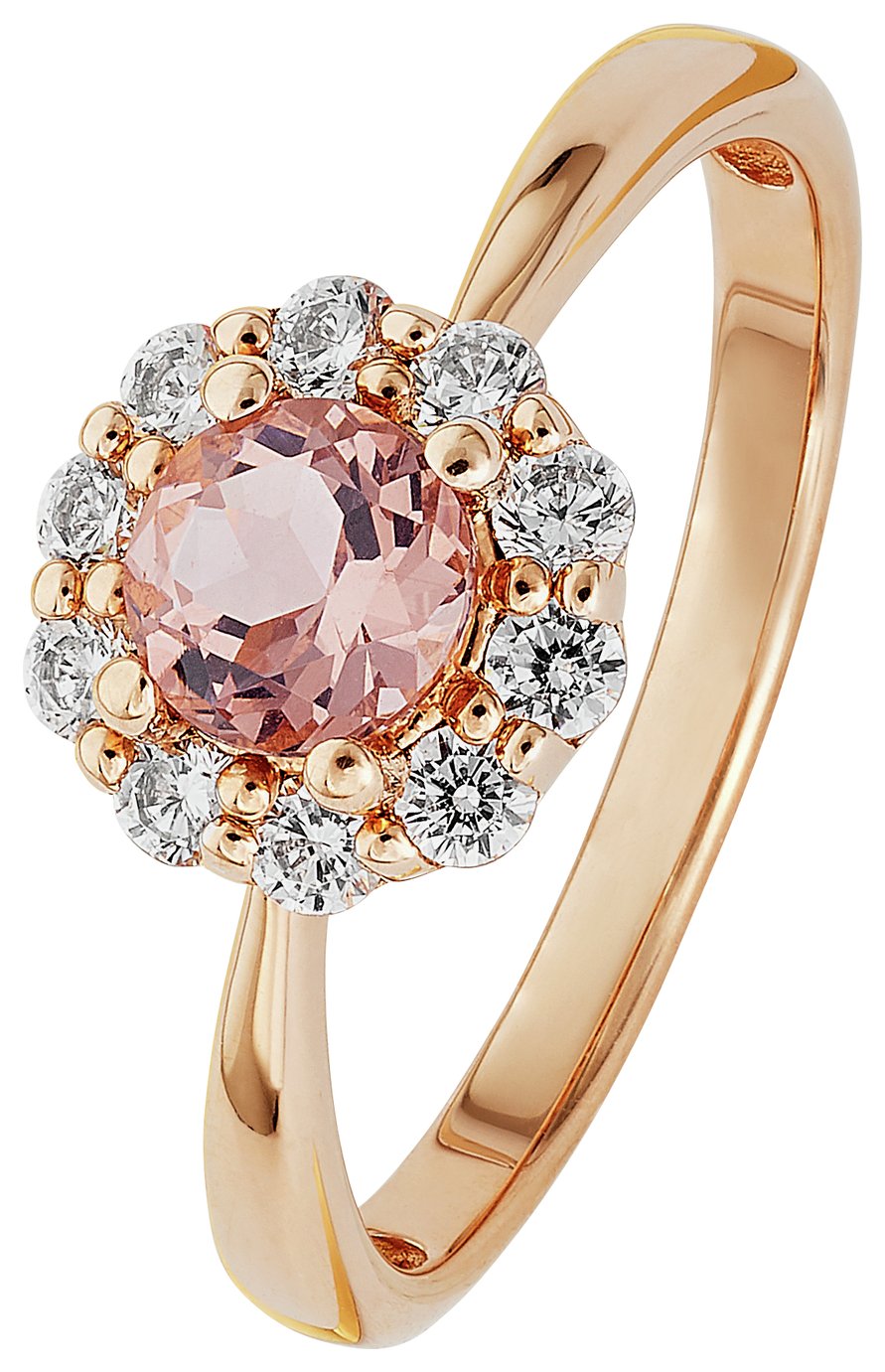 9 Carat Rose Gold Plated Silver CZ and Morganite Halo Ring Review