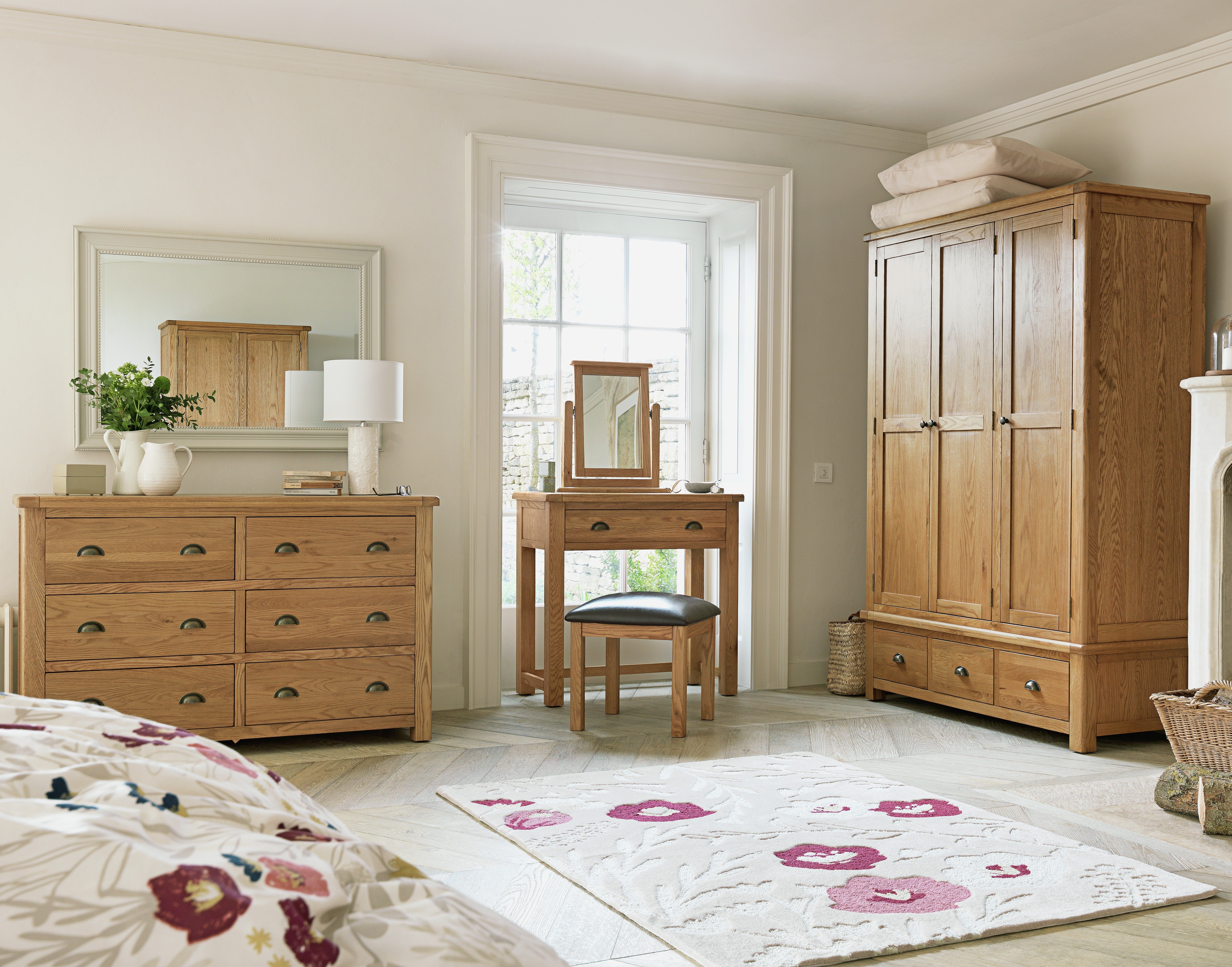 Buy Heart of House Kent 1Drw Dressing Table, Stool, Mirror Oak at
