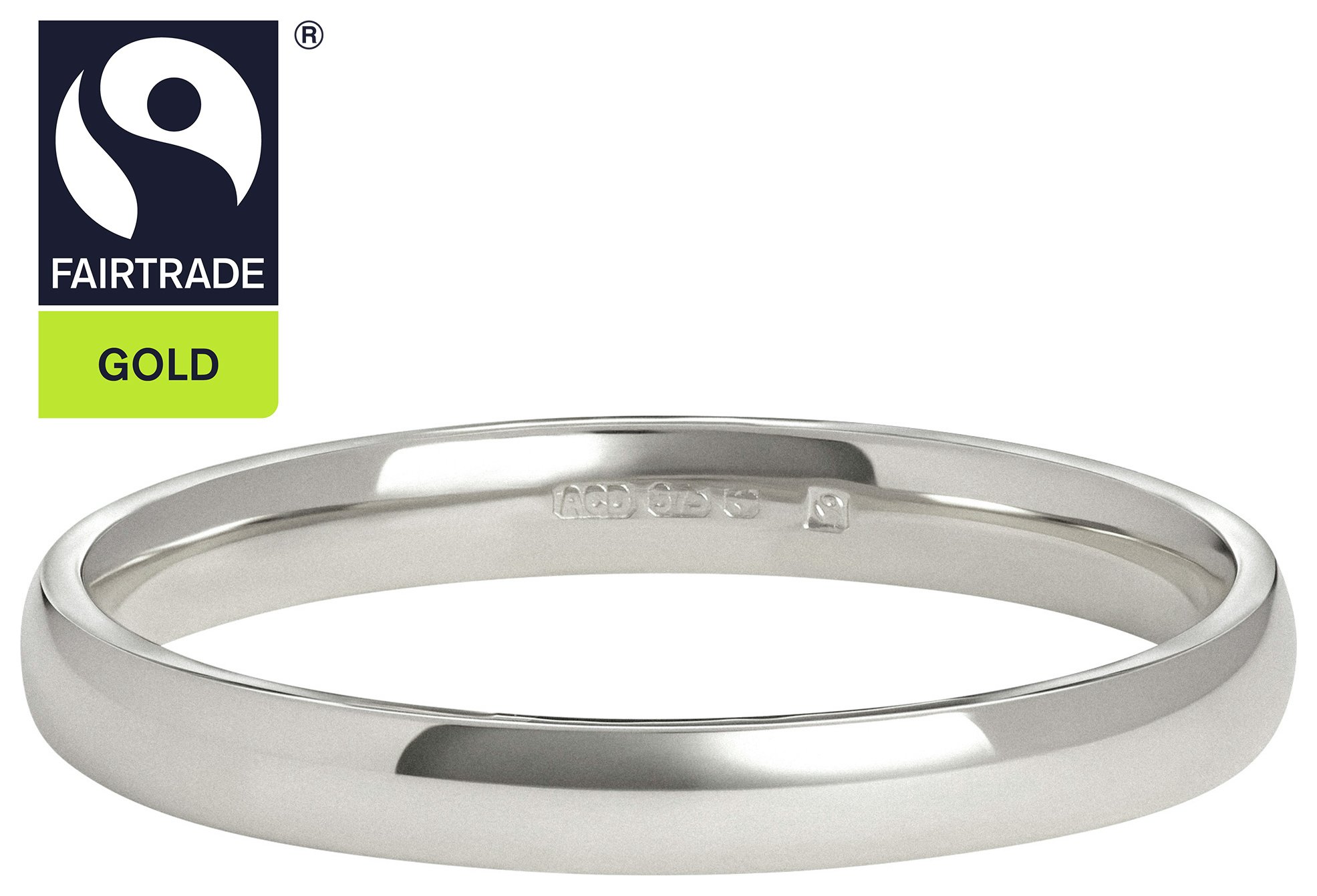 Fairtrade 9 Carat White Gold 2mm D-Shape Wedding Ring-K Review