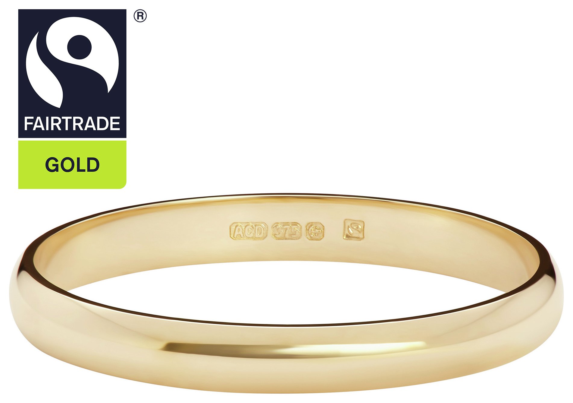 Fairtrade 9 Carat Yellow Gold 2mm Court-Shape Wedding Ring-M Review