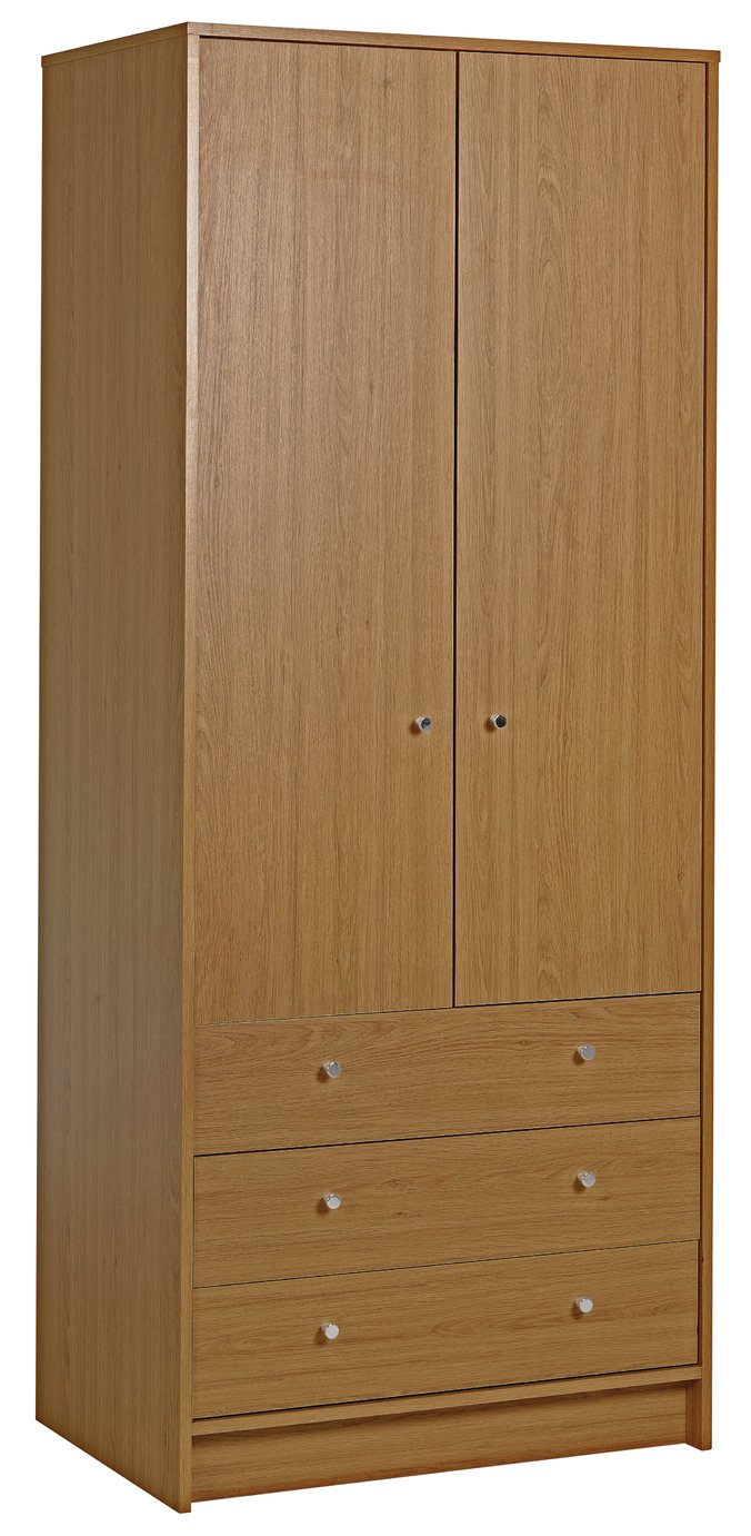 HOME New Malibu 2 Door 3 Drawer Wardrobe - Oak Effect Review