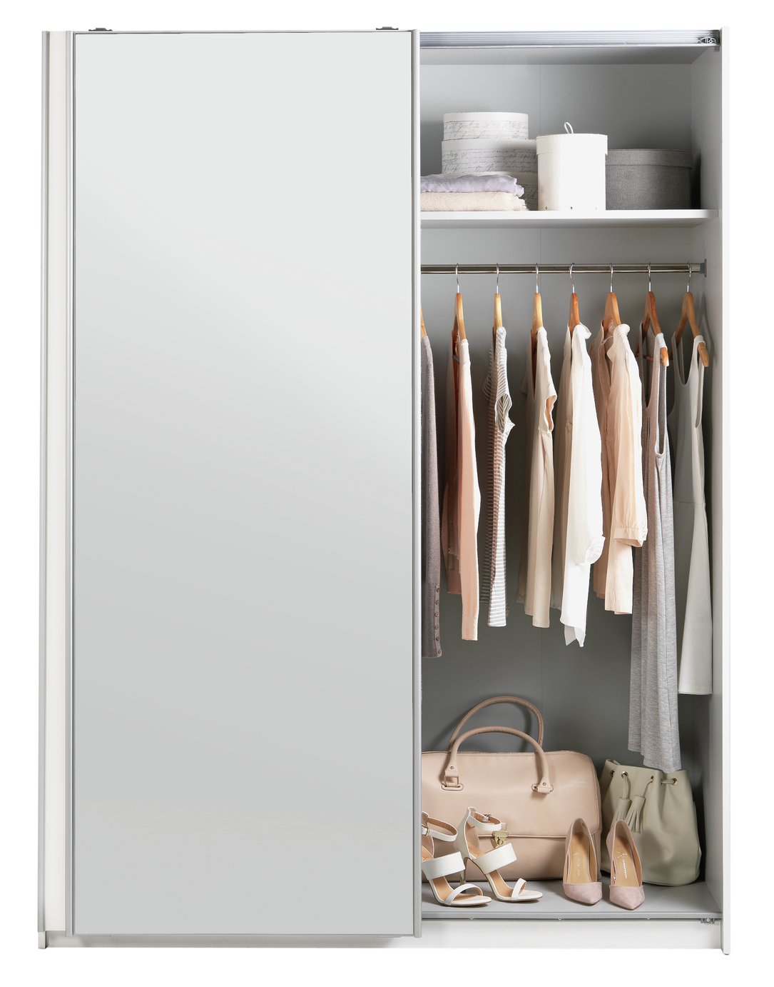 Buy Hygena Bergen 2 Door Medium Mirrored Wardrobe White Gloss