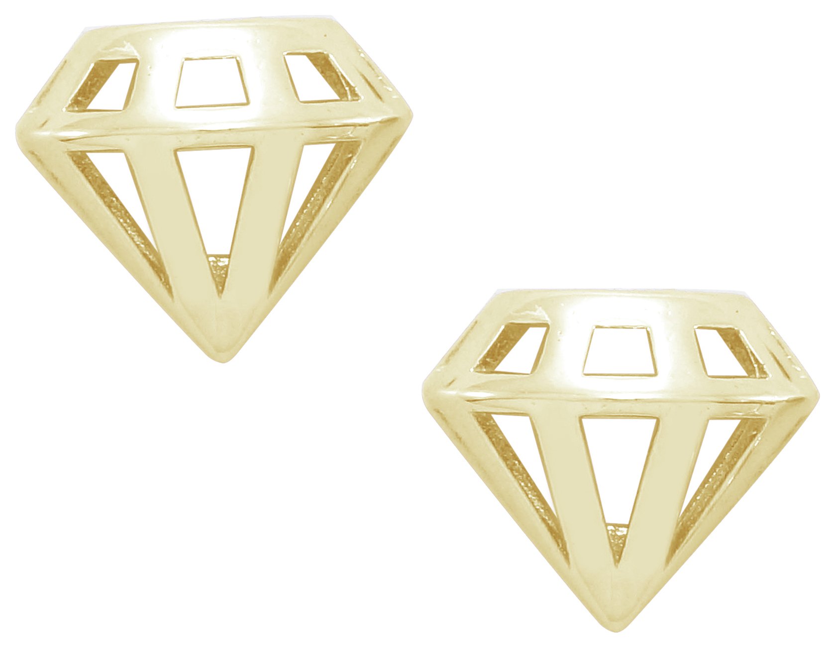 9 Carat Gold - Plated Sterling Silver - Diamond Shaped Earrings. Review