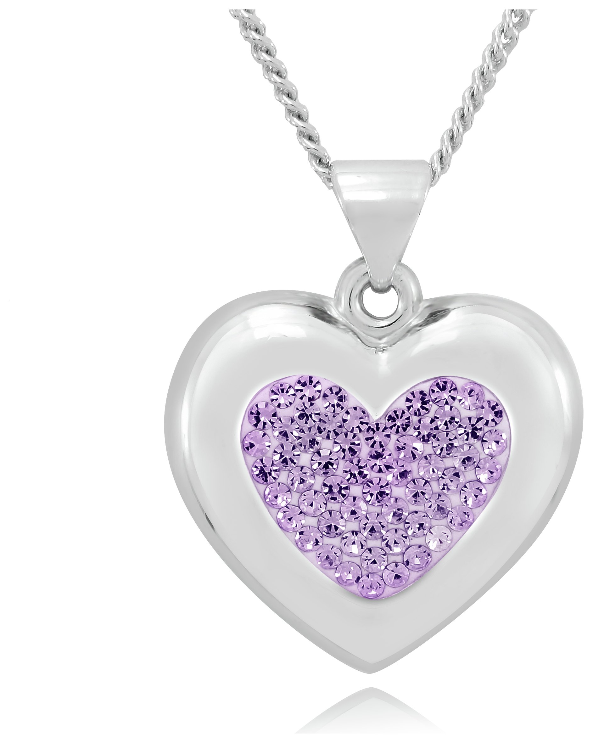 Sterling Silver - and Purple Glass Crystal Heart Pendant. Review