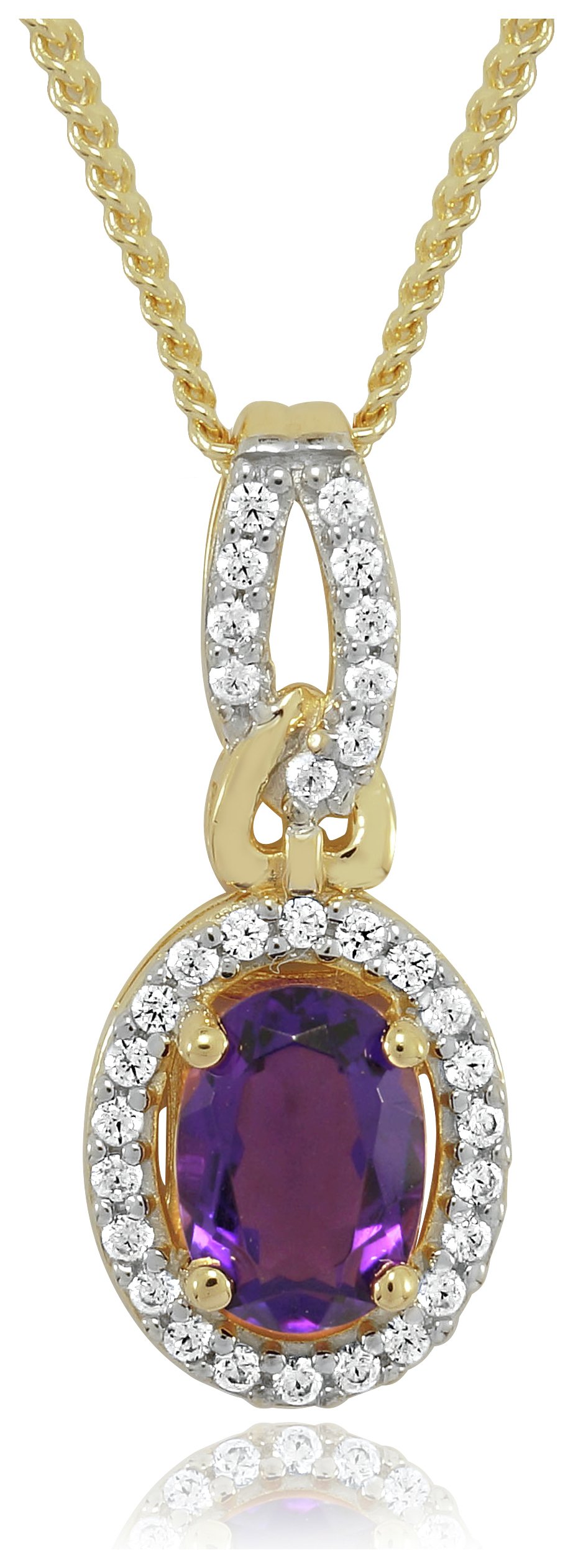 Gold Plated Silver Created Amethyst & Cubic Zirconia Pendant Review