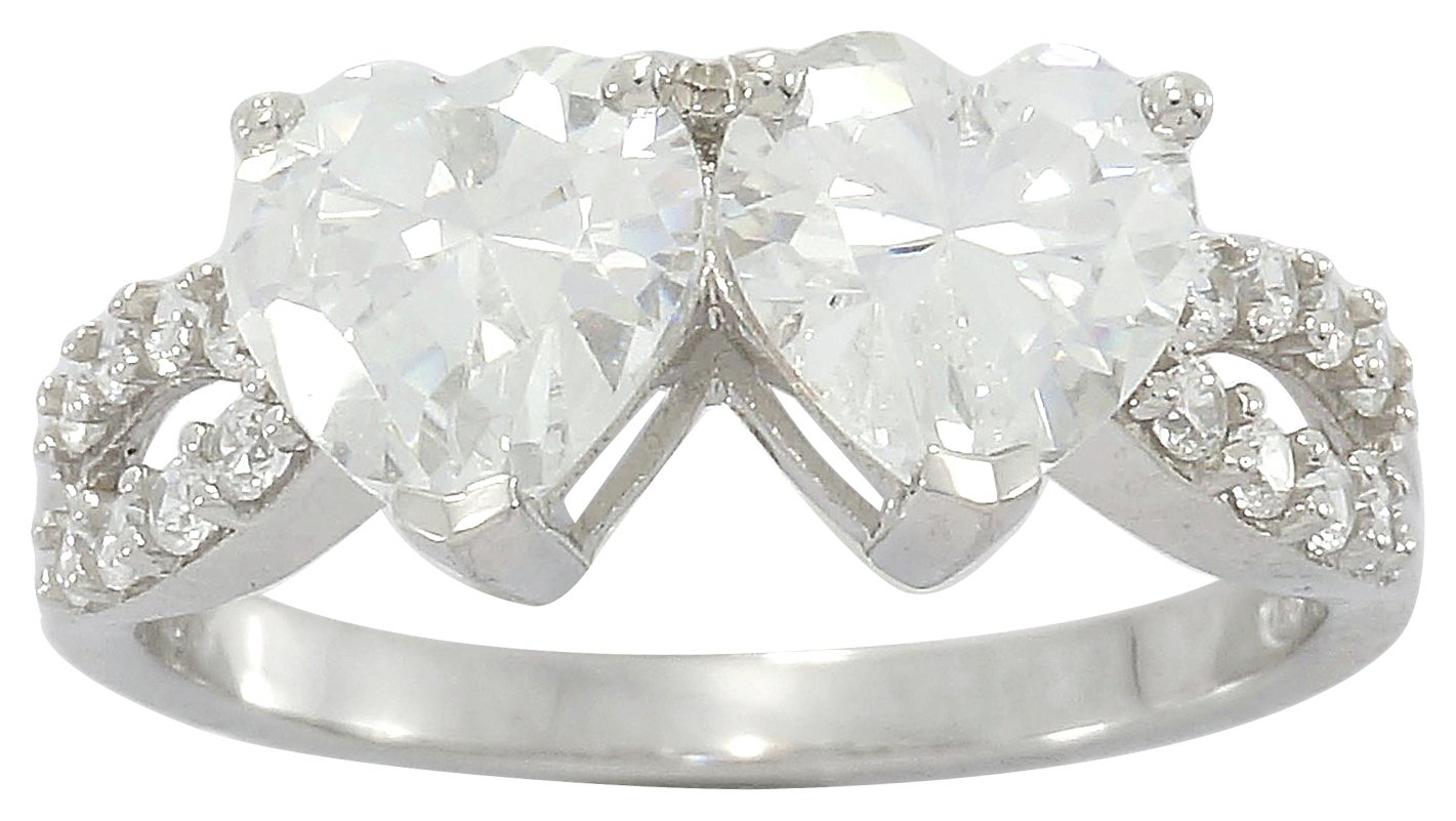 Review of Sterling Silver & Cubic Zirconia Two Heart Ring - Small