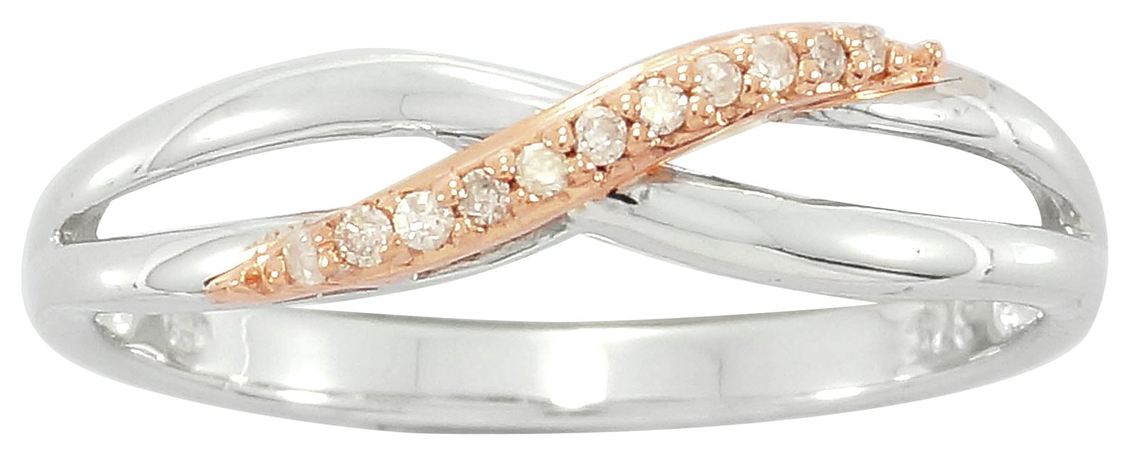 Review of Silver & Rose Gold Plated Silver Diamond Accent Ring L