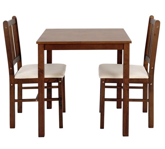 Buy HOME Kendall Solid Walnut Dining Table & 2 Chairs Cream at Argos