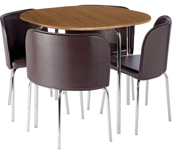Buy Hygena Amparo Oak Effect Dining Table & 4 Chairs Chocolate at