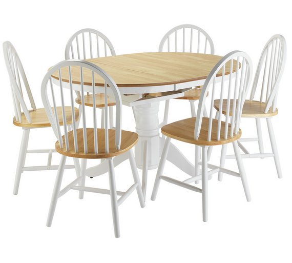 Buy Collection Kentucky Ext Dining Table and 6 Chairs Two Tone at