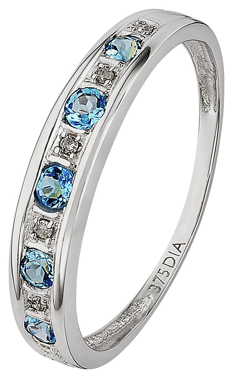 Revere 9ct White Gold 0.25ct tw Diamond Topaz Eternity Ring review