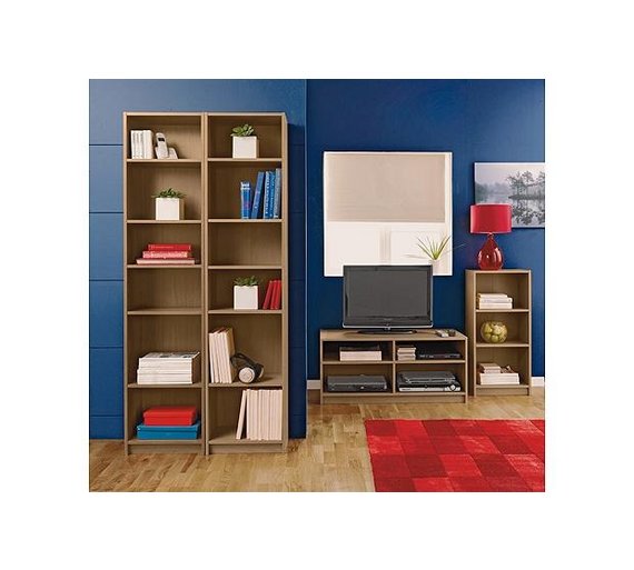 Buy HOME Maine Half Width Small Extra Deep Bookcase Oak Effect at