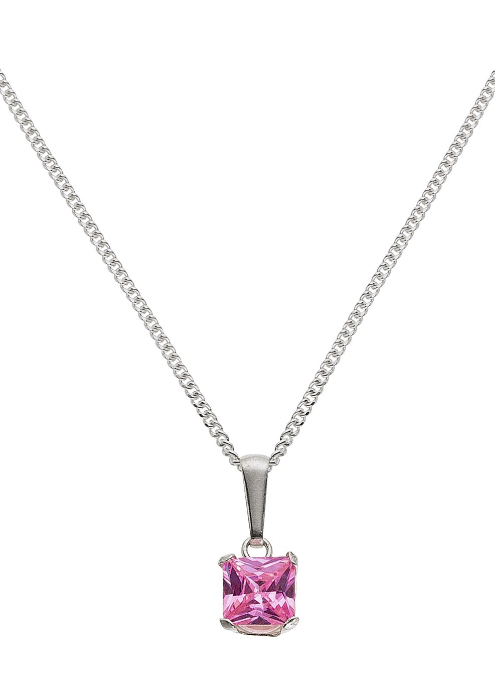 Revere Sterling Silver Pink Square Cubic Zirconia Pendant review