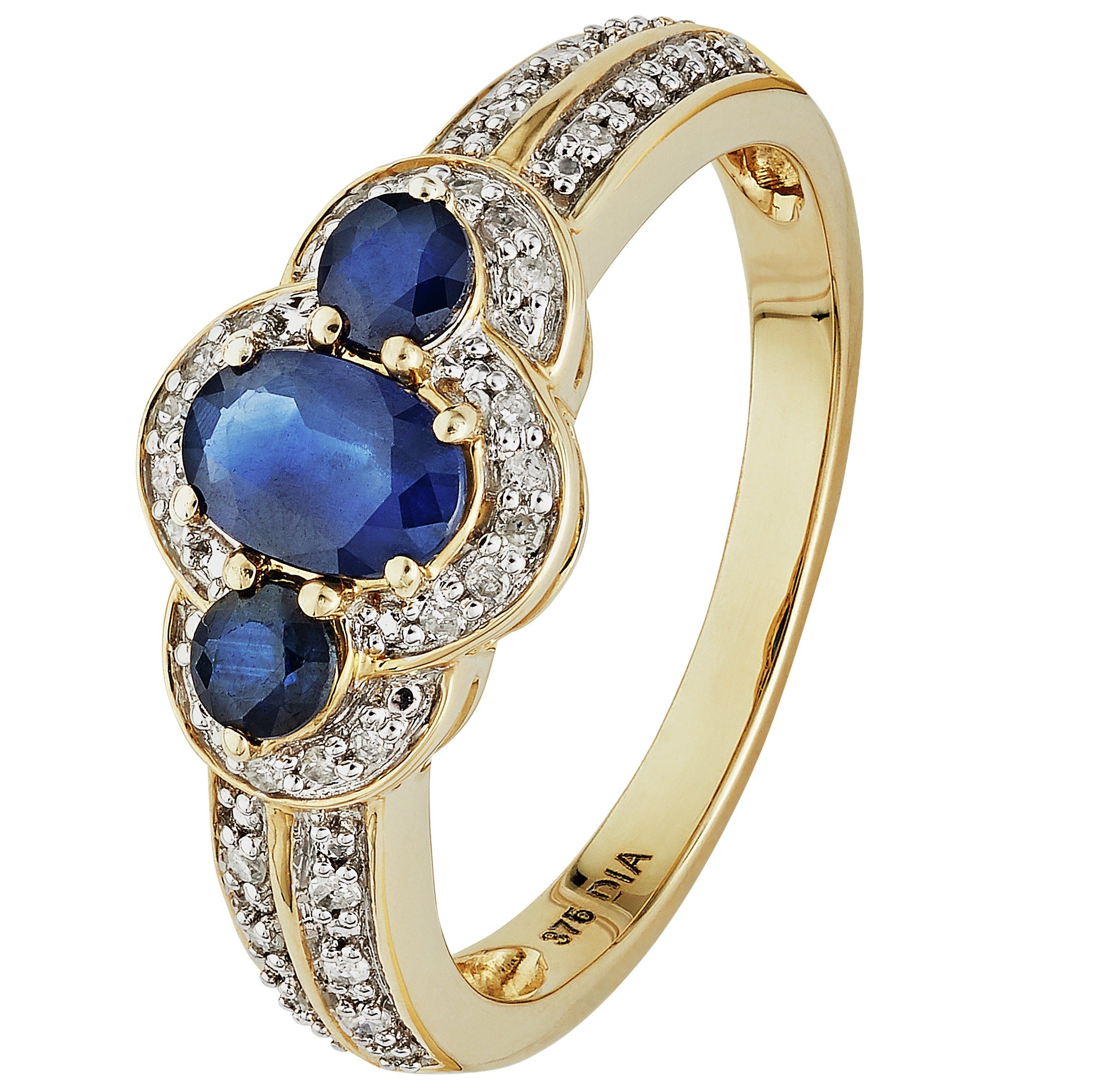 Revere 9ct Gold Sapphire & 0.10ct Diamond Trilogy Ring Review