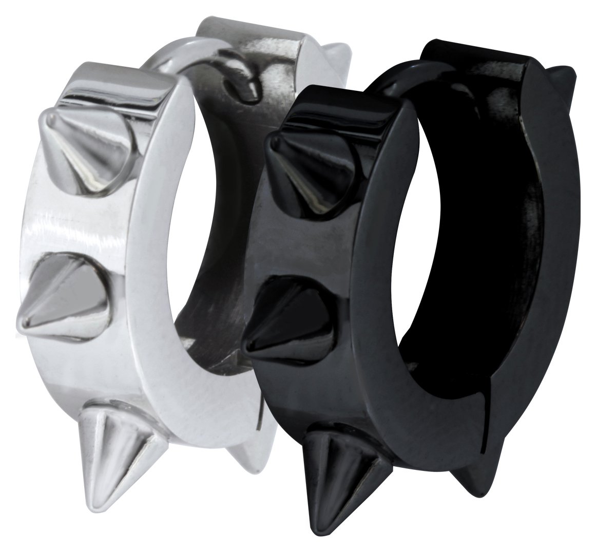 Urban Rock - Stainless Steel - Set Of 2 Black Spike Hoops Review