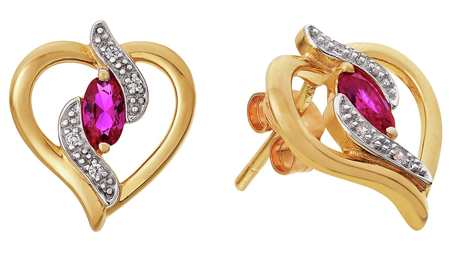 Revere 9ct Gold Plated Silver Created Ruby and CZ Studs review