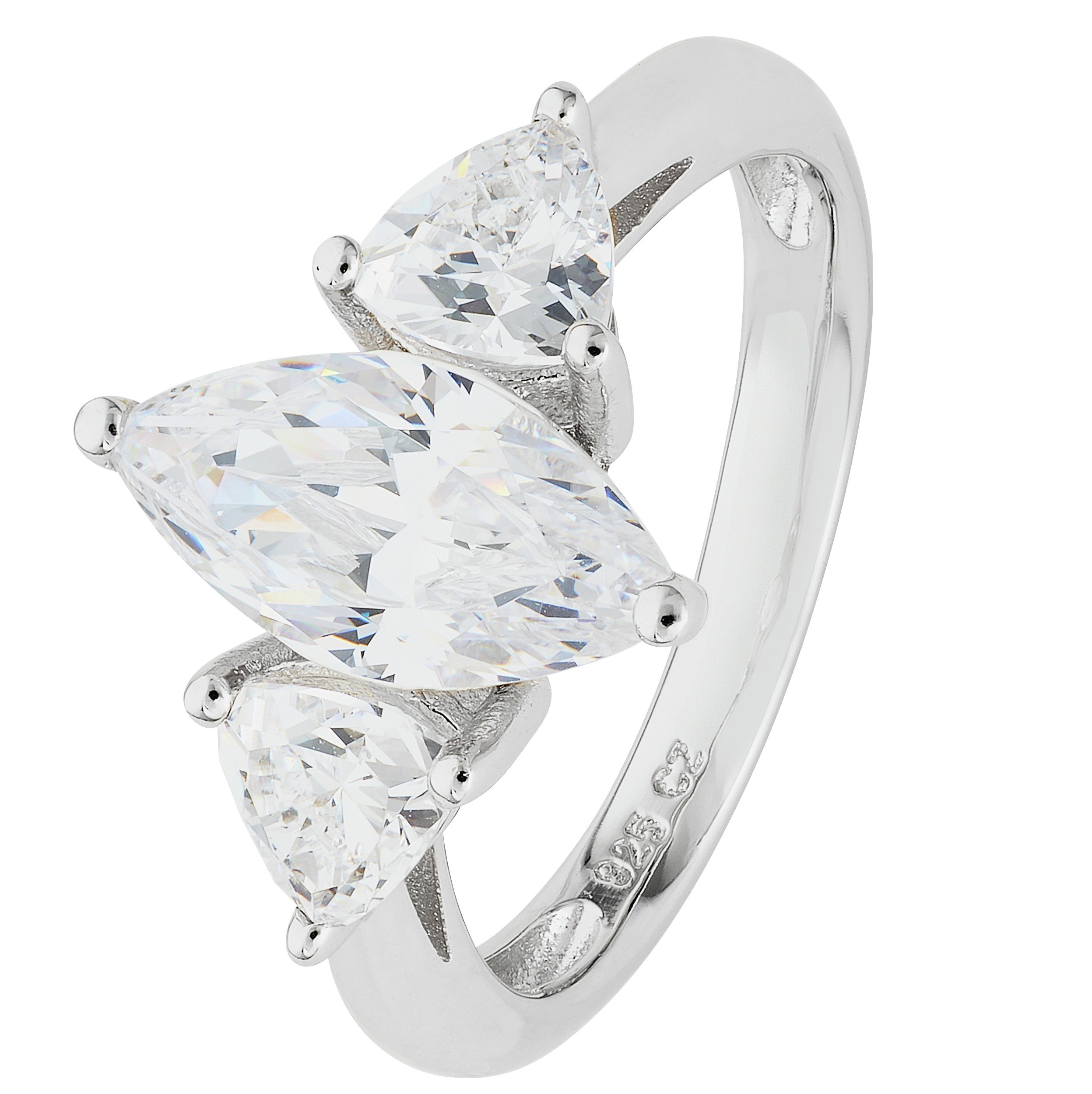 Revere Platinum Plated Silver 2.70ct Look CZ Marquise Ring. review