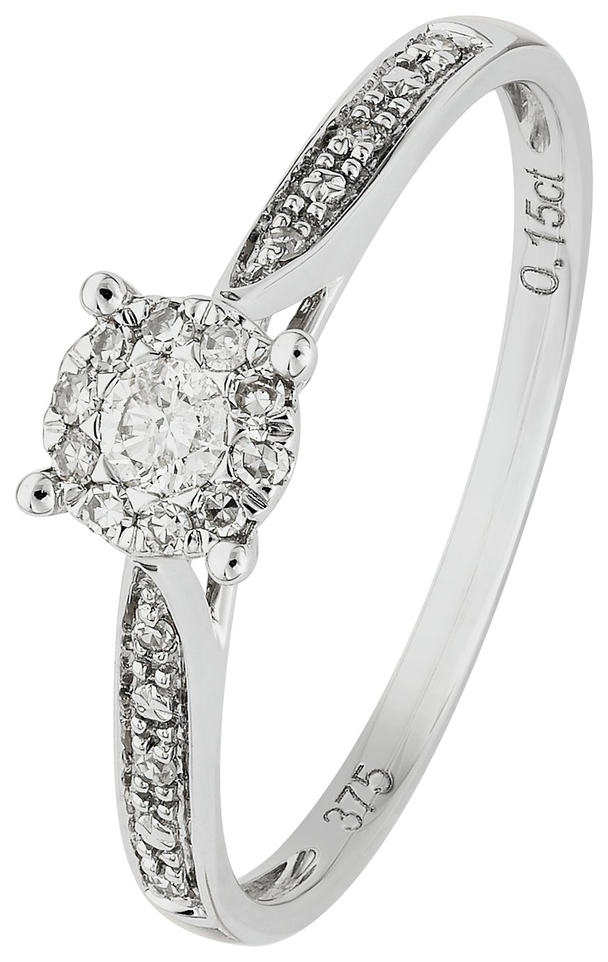 Revere 9ct White Gold 0.15ct tw Diamond Set Shoulder Ring Review