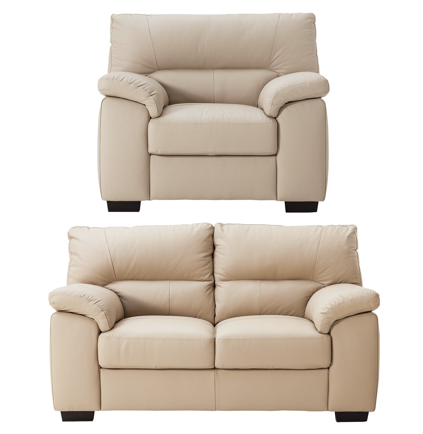 Collection Piacenza 2 Seater Leather Sofa and Chair - Taupe Review