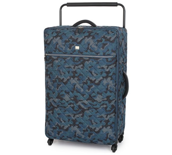 Buy IT Luggage Xlarge Quilted Camo 4 Wheel Suitcase Blue at Argos.co.uk Your Online Shop