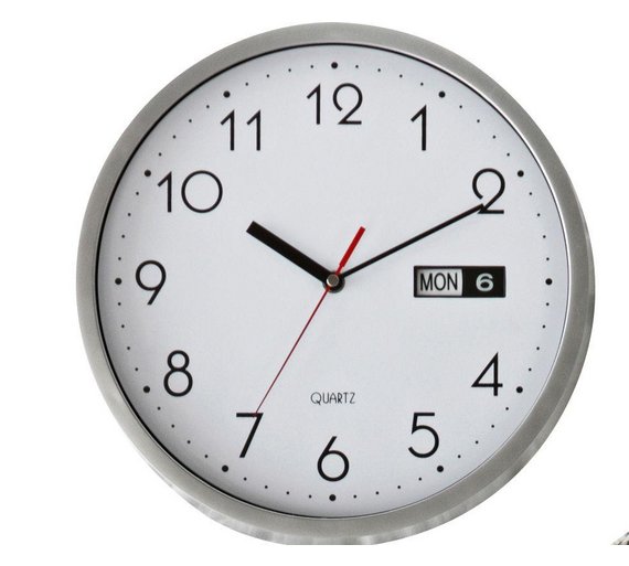 Buy HOME Silver Day and Date Wall Clock at Argos.co.uk Your Online