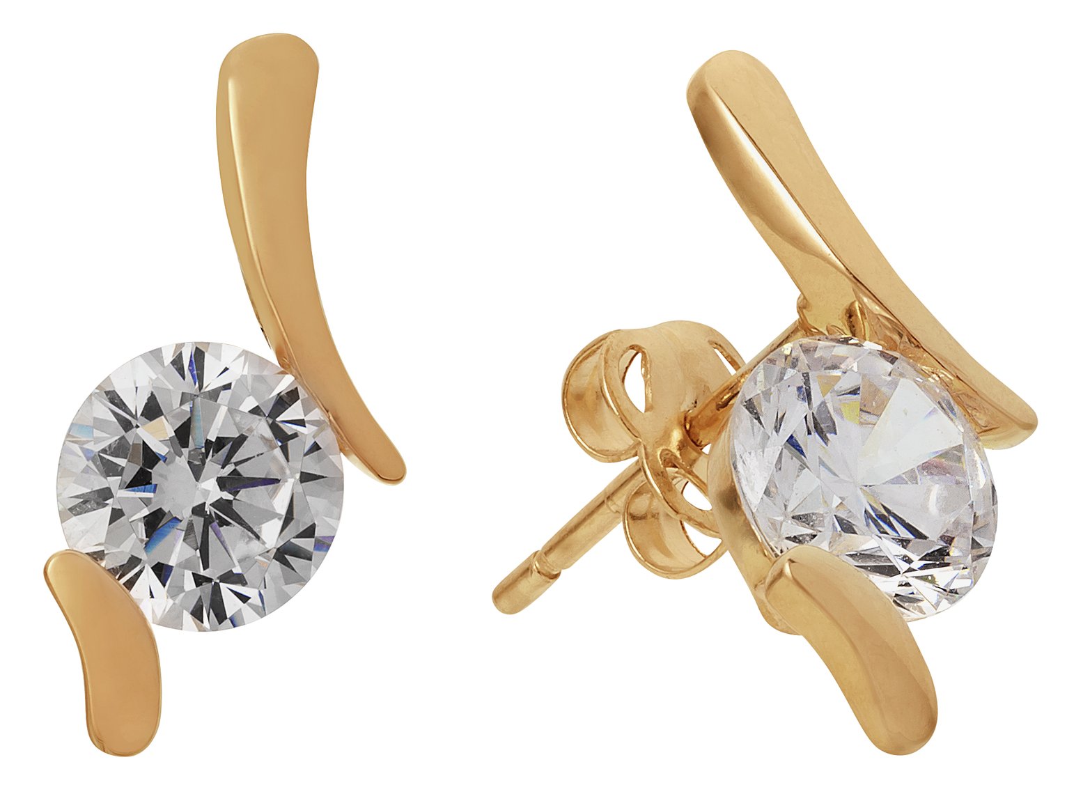 Revere 9ct Gold Cubic Zirconia Swirl Stud Earrings review