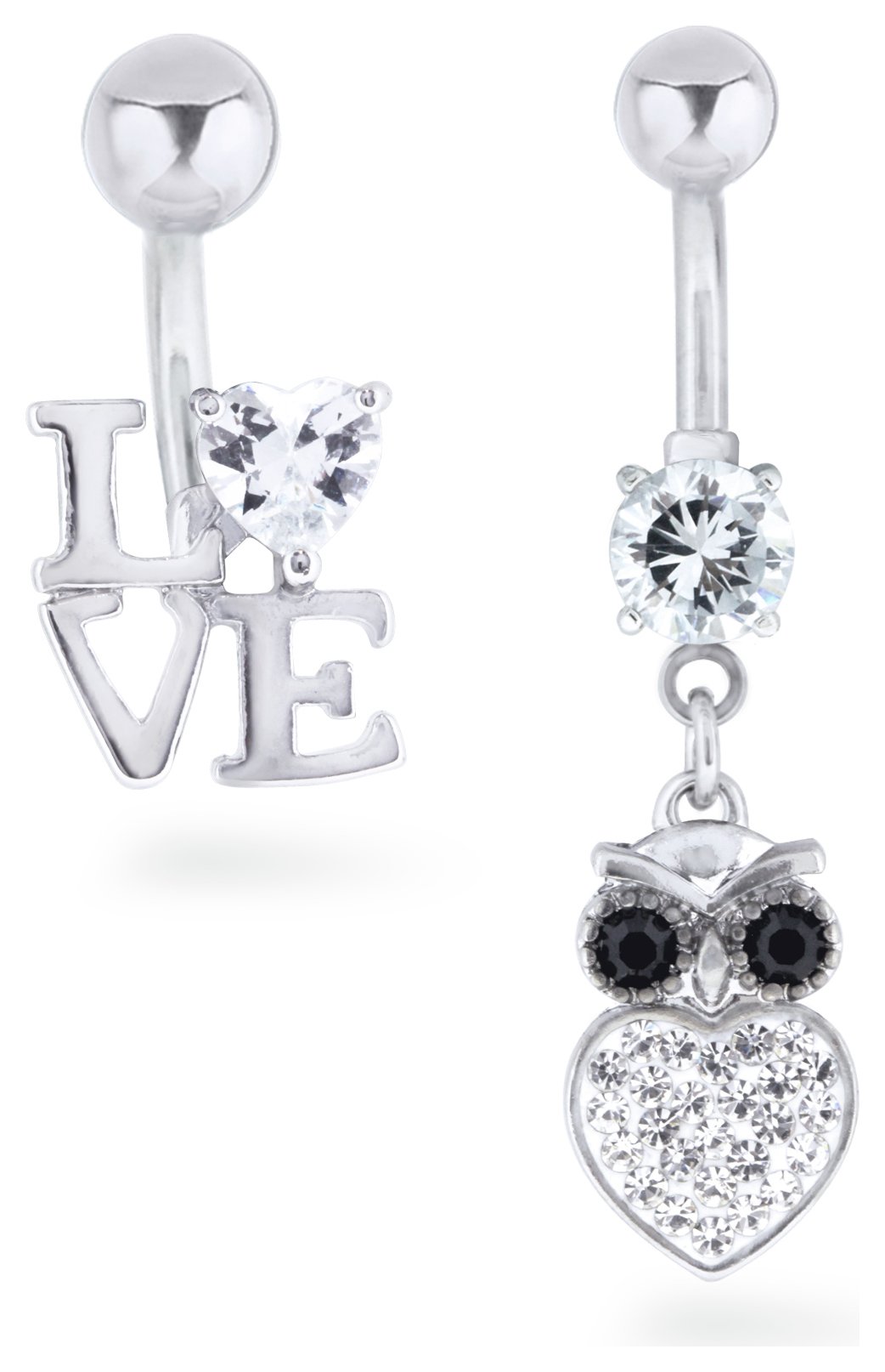 My Body Candy Stainless Steel Owl Love Belly Bar - Set Of 2 Review