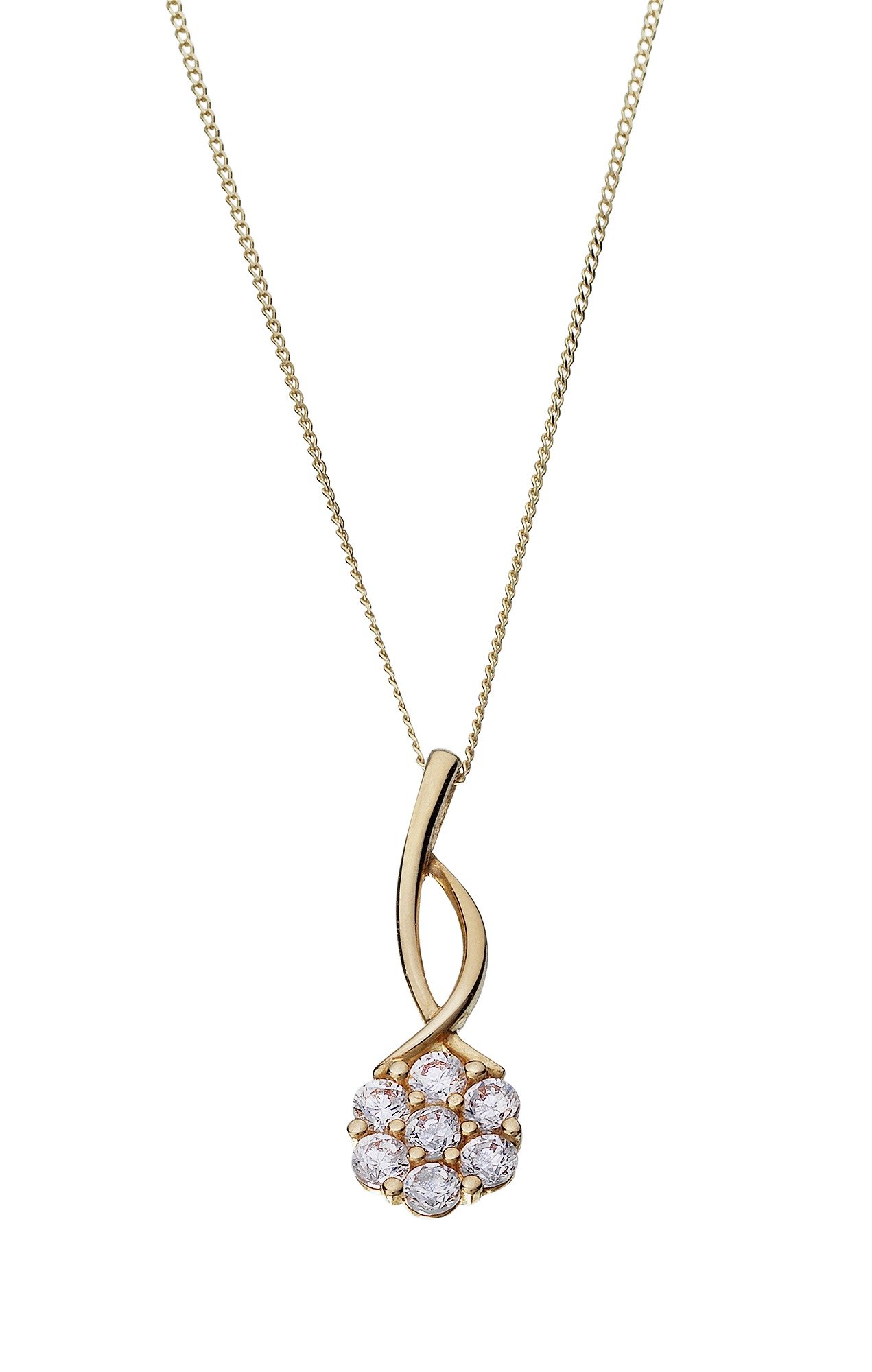 Revere 9ct Gold Cubic Zirconia Cluster Drop Pendant Review