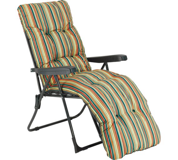 Buy Striped Foldable Multi-Position Sun Lounger with Cushion at Argos