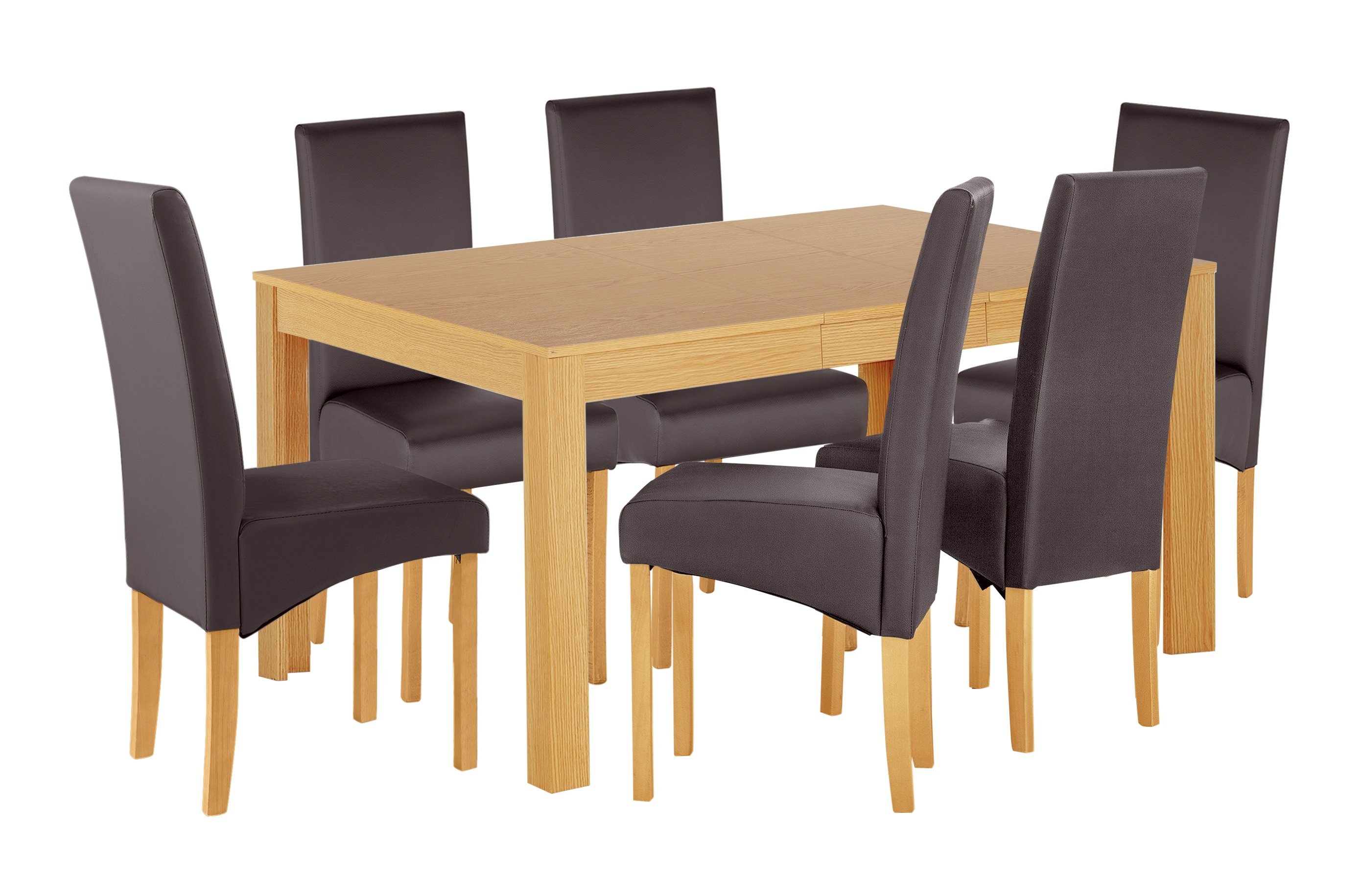 HOME Elmwood Oak Veneer Ext Table & 6 Chairs - Choc Review