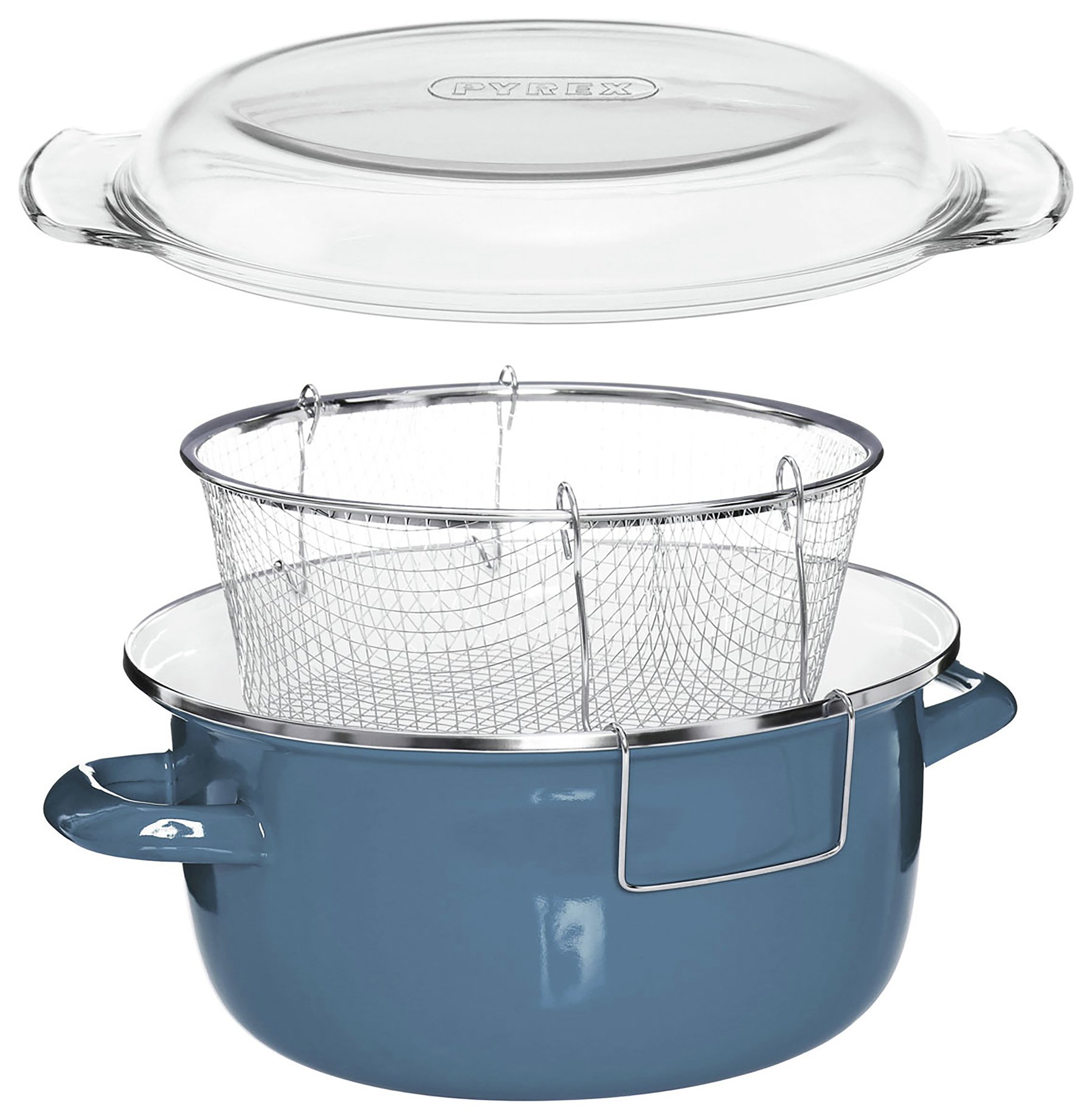 Deep Fryer Blue Enamel Fryer with Wire Basket. Review