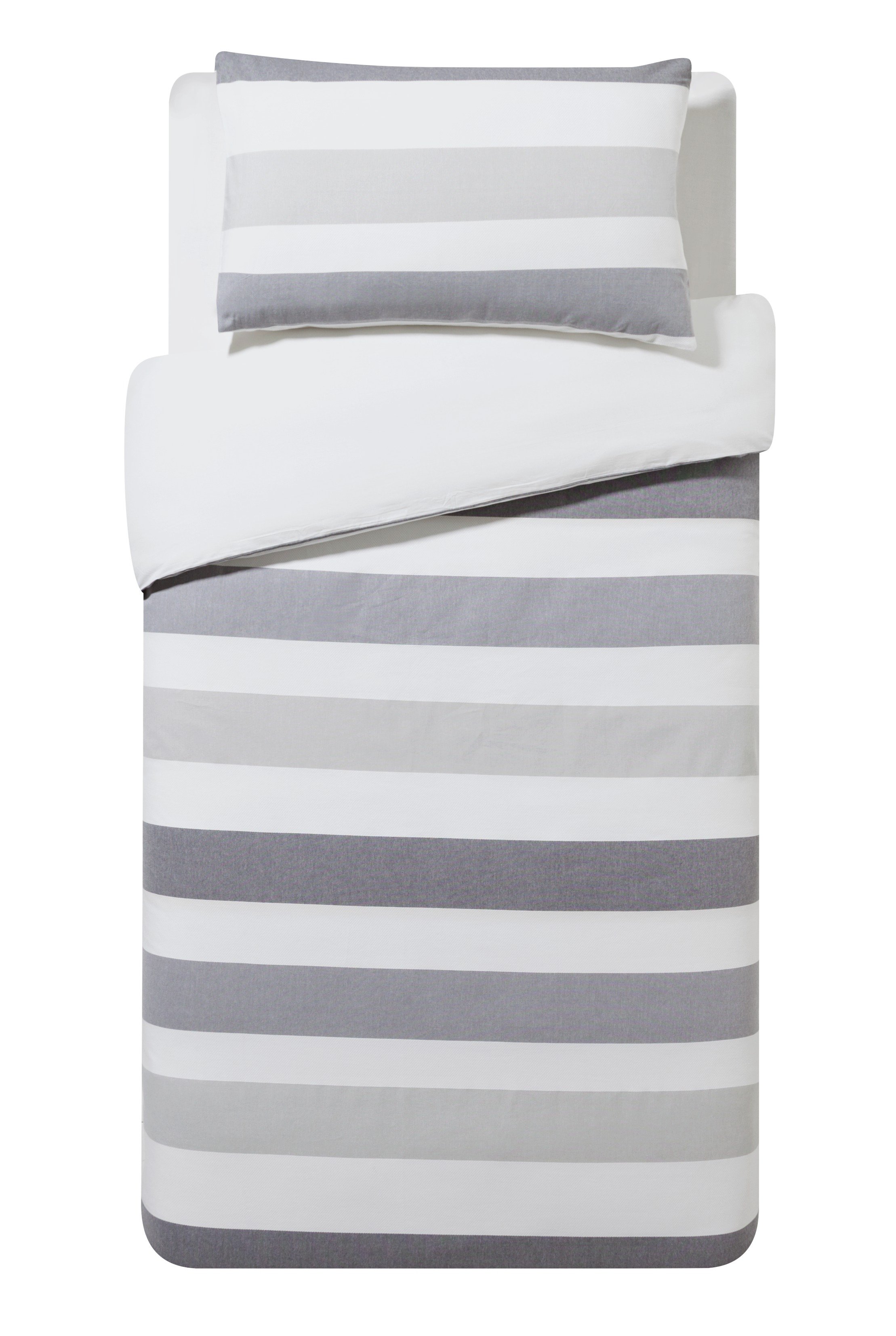 Collection Waffle Grey Stripe Bedding Set - Single Review