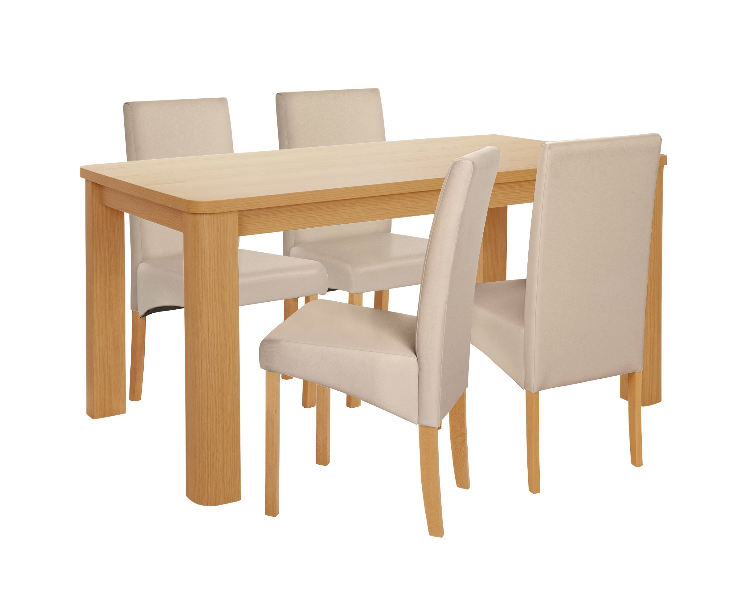 Collection Swanley 150cm Oak Table & 4 Chairs - Cream Review