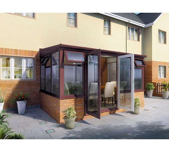 Buy Traditional Dwarf Wall Small ConservatoryRosewood on White at