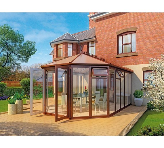 Buy Victorian Full Height XL Conservatory Rosewood on White at Argos