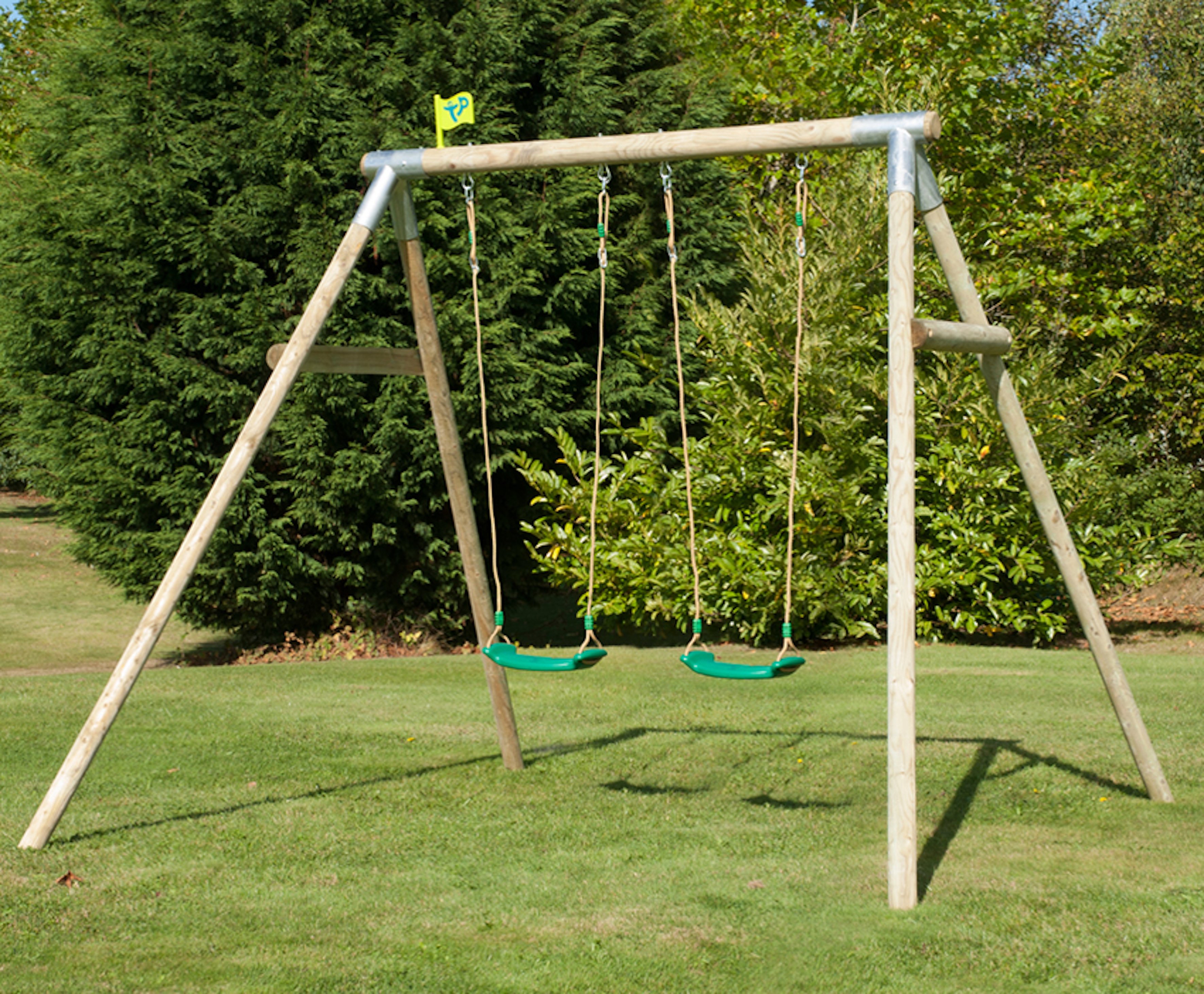 TP Toys Knightswood Double Roundwood Swing Frame Set. Review