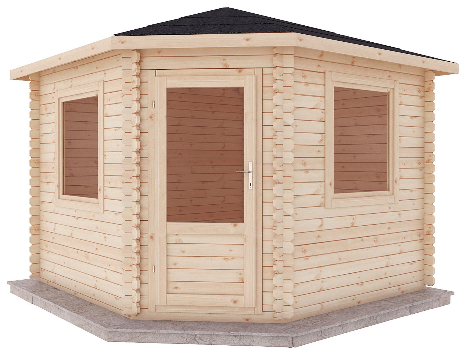 Mercia 3m x 3m Corner Log Cabin. Review