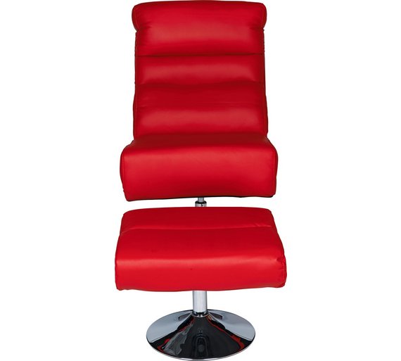 Buy HOME Costa Leather Effect Swivel Chair and Footstool - Red at Argos