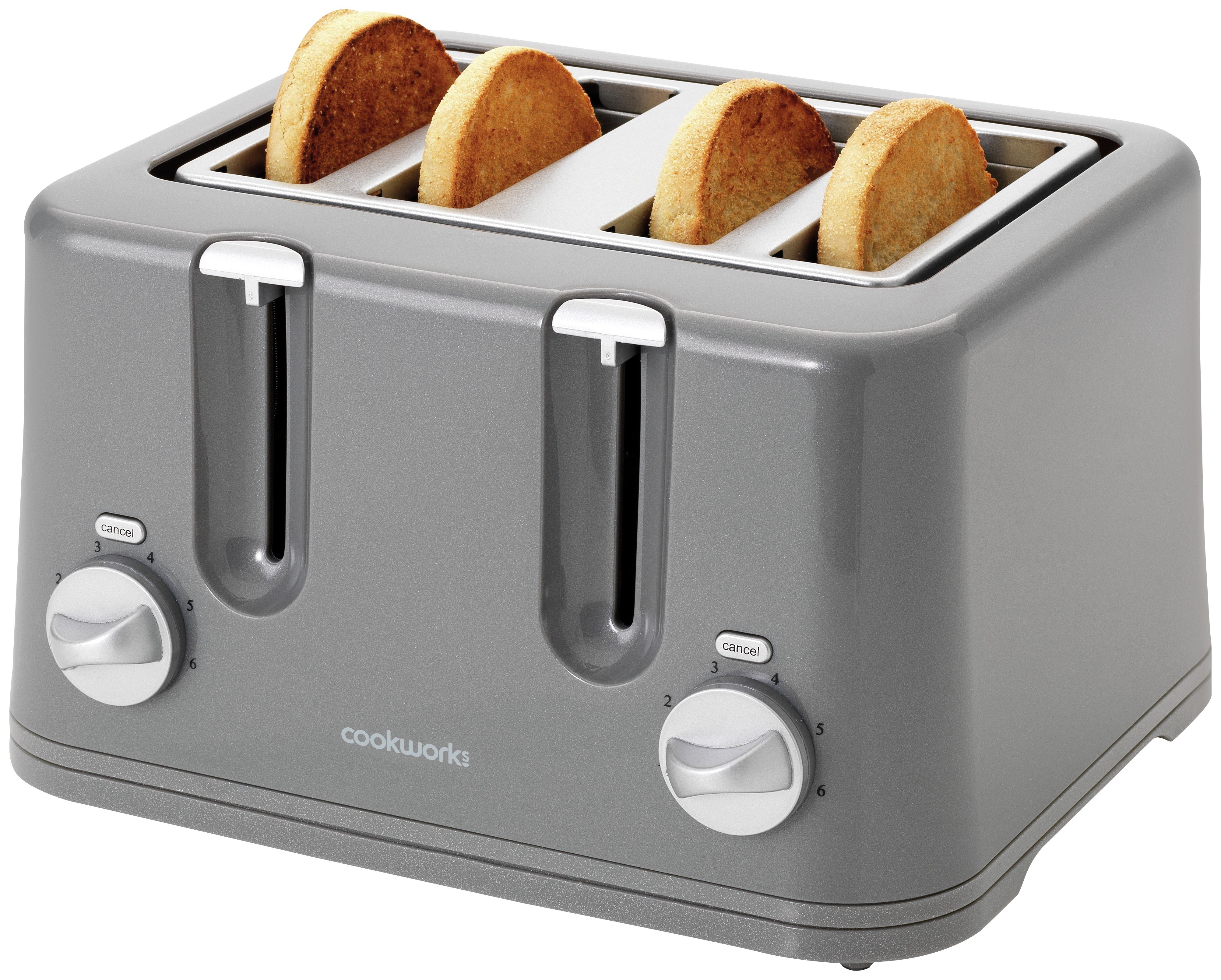 'Cookworks 4 Slice Toaster - Grey