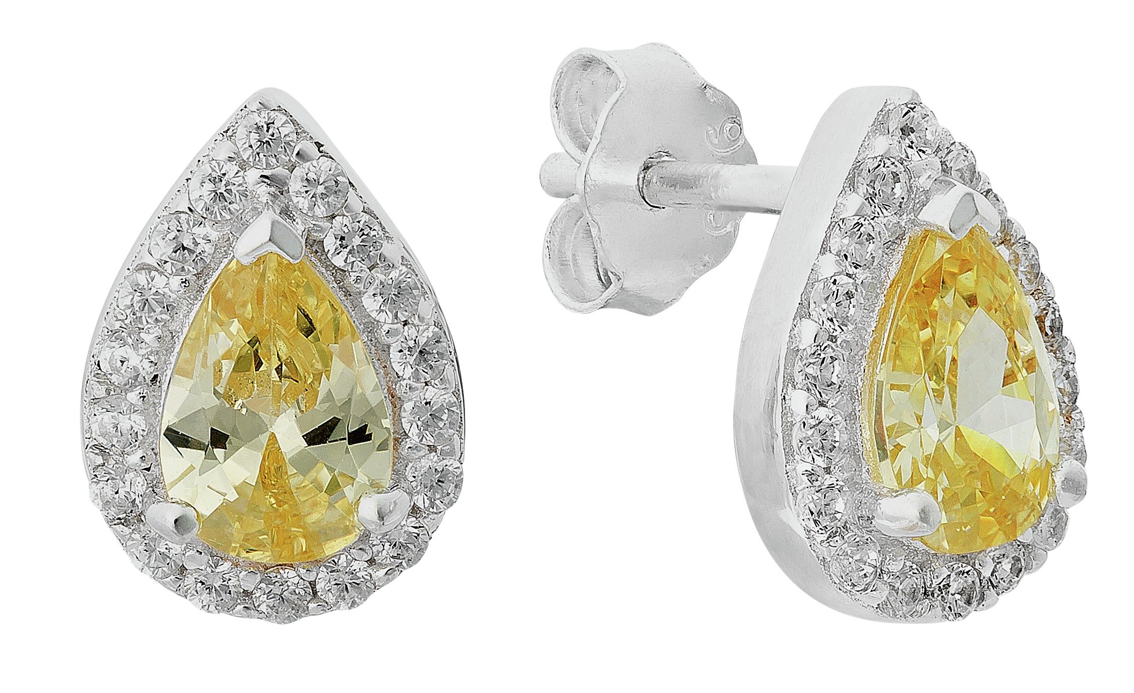 Revere Sterling Silver Yellow CZ Pear Halo Stud Earrings review