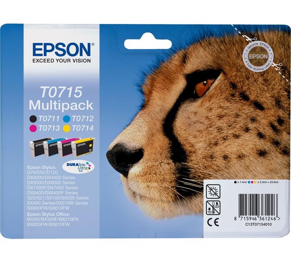 Buy Epson T0715 Cheetah Quad Multipack of Ink Cartridges at Argos.co