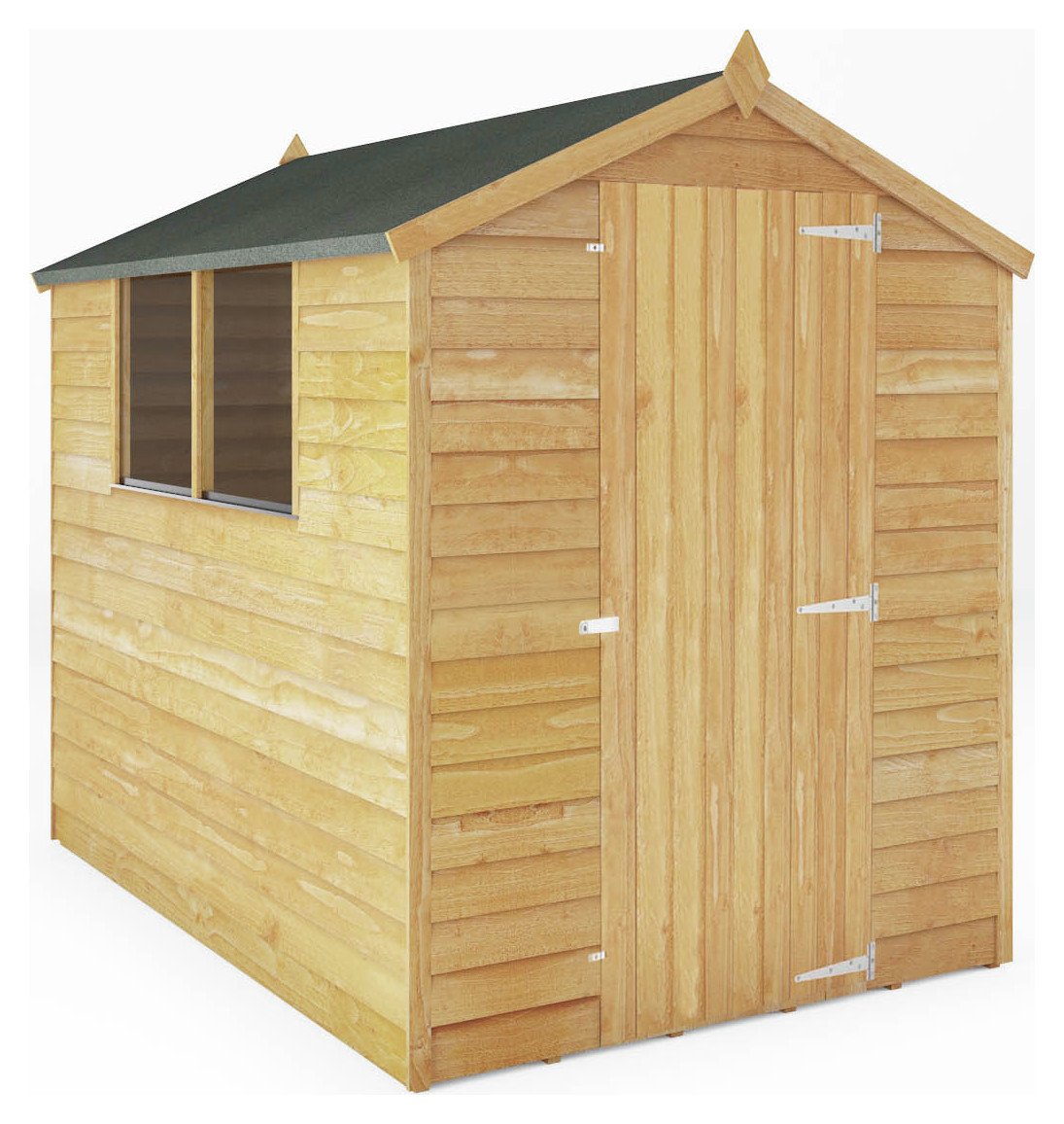 Mercia Light Brown Overlap Apex Wooden Shed Single Door 8x6ft