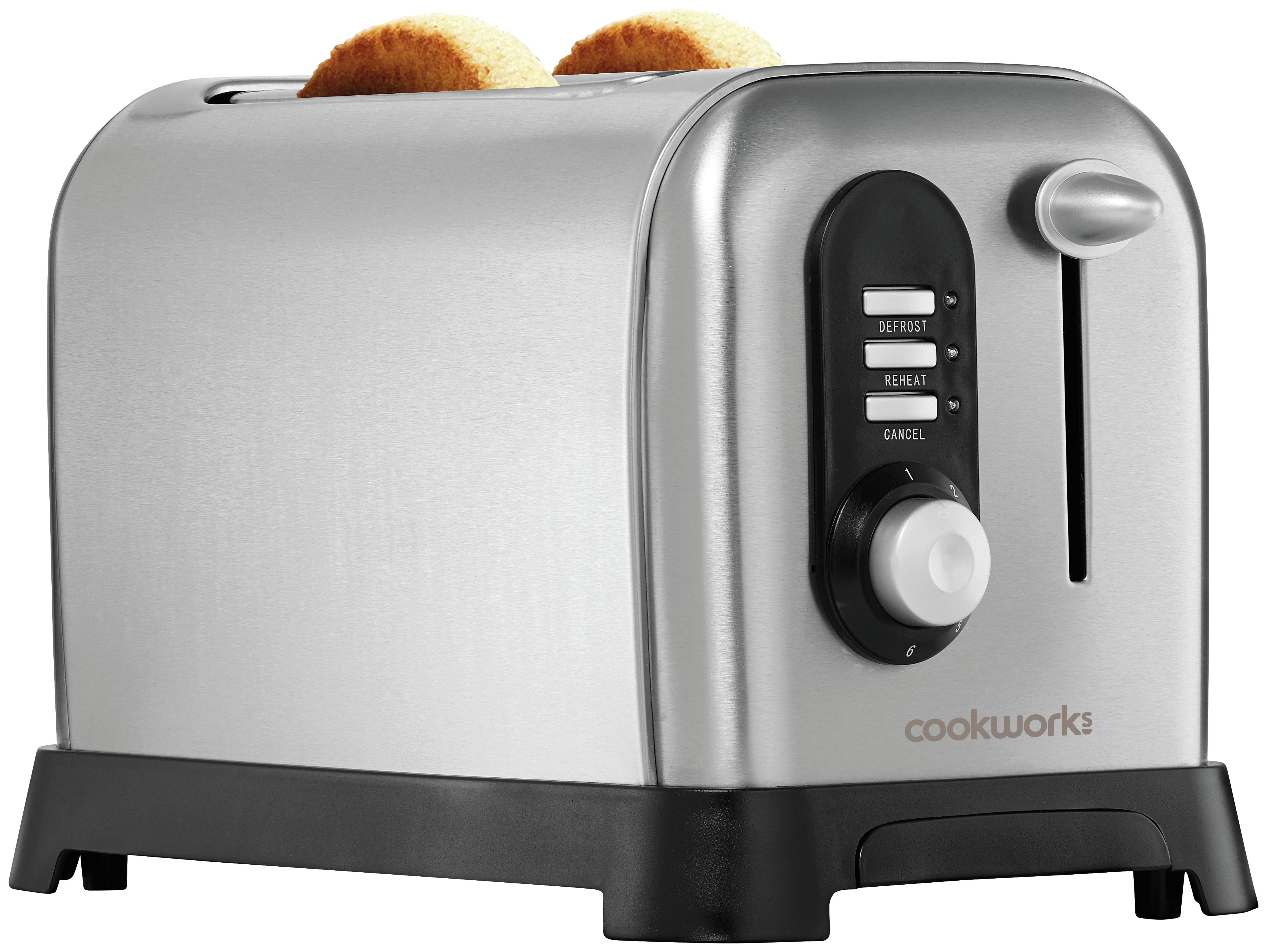 'Cookworks Highlift 2 Slice Toaster - Stainless Steel