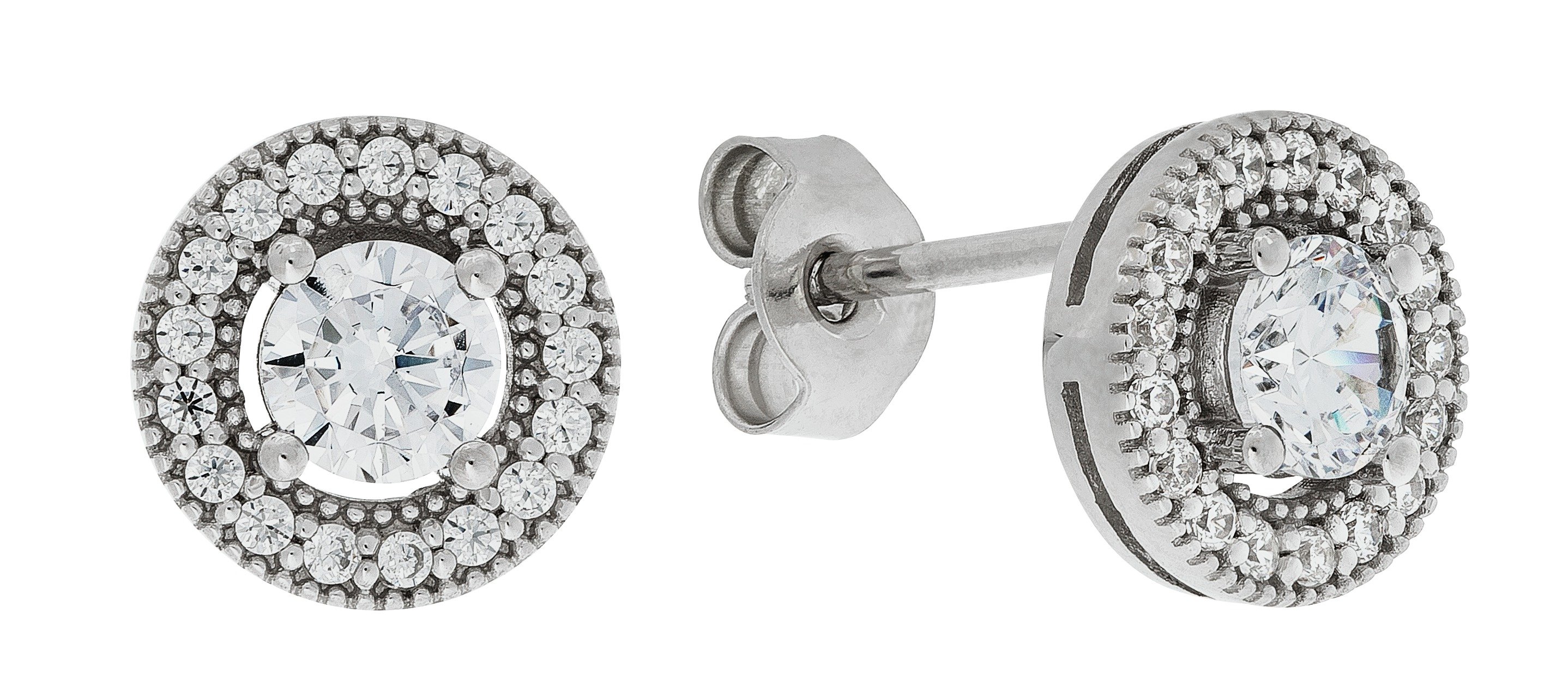 Revere 9ct White Gold Cubic Zirconia Vintage Halo Earrings review